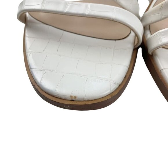 H by Halston Vegan Leather White Croc Embossed Contemporary Minimalist Block Hee - Picture 3 of 9